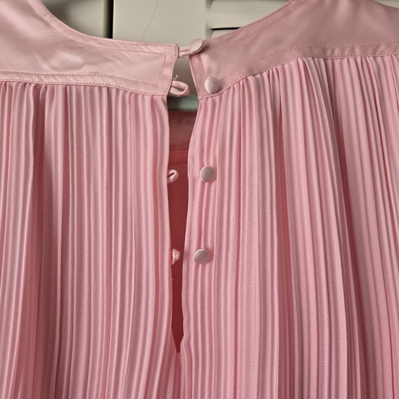 Vintage 70's David Alan Pleated Tiered Dress Pink Size 16½-36 On Tag - Picture 6 of 10